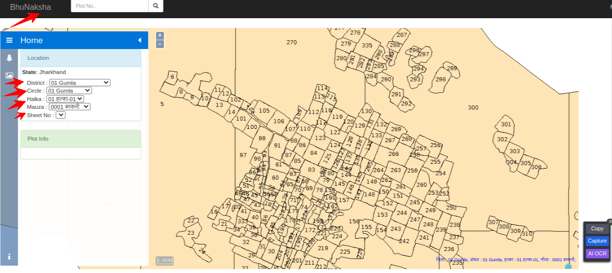 digital map JharBhoomi - property location using a digital map