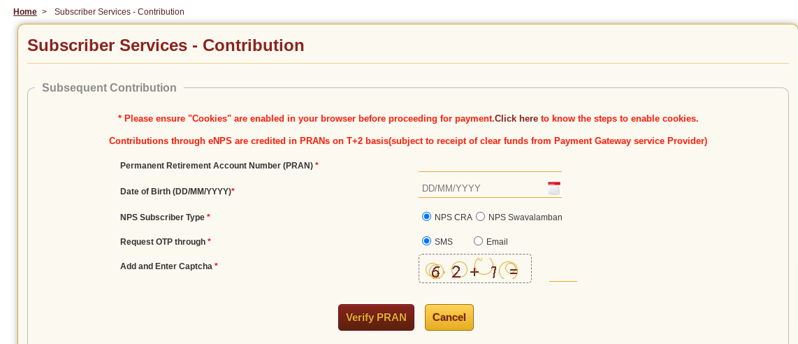 NPS Contribution Online