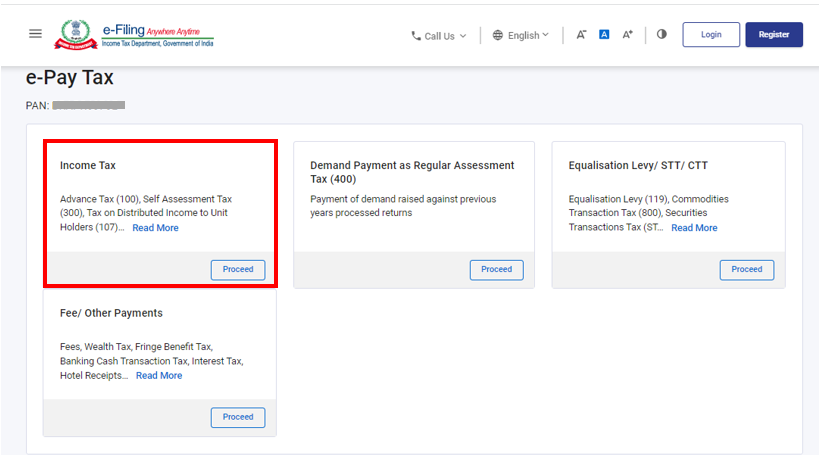 Step 4- Click on Proceed under the window Income-tax - Kotak Income Tax Payment