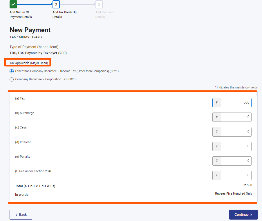 Step 6- Select the type of Deductee for tds payment