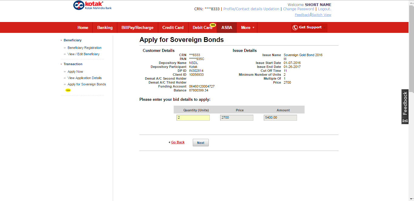 where can i see my account number in kotak app